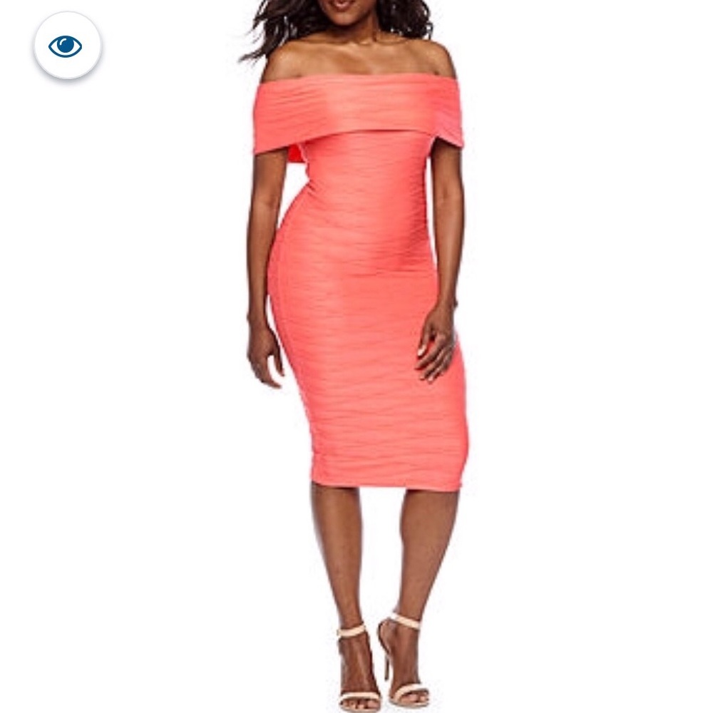 Premier amour off the shoulder dress coral size 12